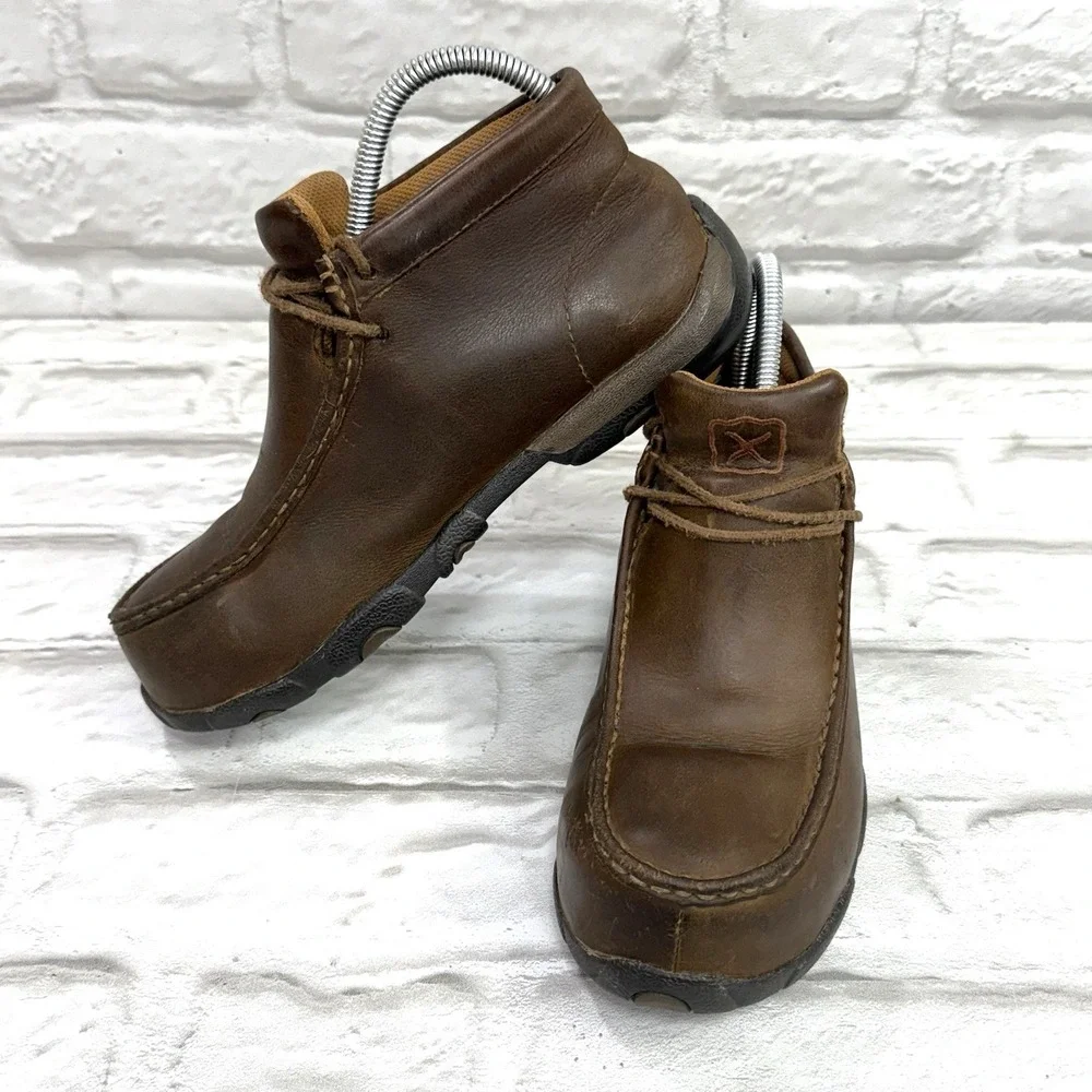 Twisted X‎ Chukka Driving Moc Boots Mens 6.5 M Brown Leather Barn Chore WDMCTM1